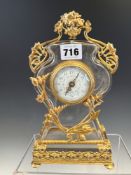 A LATE 19th C. FRENCH TIMEPIECE IN A FLORAL ORMOLU MOUNTED GLASS CASE, THE PLATFORM ESCAPEMENT