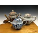 A CHINESE MANDARIN PALETTE TEA POT AND COVER, A LOBED TEA POT PAINTED WITH FAMILLE ROSE FLOWERS