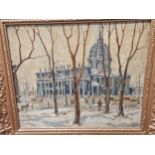JAMES MOFFAT DONNELL (1884-1957), ST JAMES CATHEDRAL, DOMINION SQUARE, MONTREAL IN THE SNOW. OIL