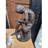 AFTER THE ANTIQUE, A BRONZE FIGURE, LA SPINOSA, THE YOUNG MAN SEATED TAKING A THORN FROM HIS LEFT