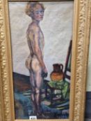 CLARE WINSTEN (1892-1989) ARR. STANDING NUDE SIGNED, OIL ON CANVAS 51 x 26cms