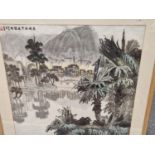 HUANG YUN, A LAKE IN WEST ZHUI, WATERCOLOUR, INSCRIBED AND WITH SEAL MARK. 68 x 64cms. TOGETHER WITH