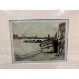 D.L SMART (1879 - 1970 ) ARR. A SMALL COLLECTION OF EIGHT PENCIL SIGNED ETCHINGS OF THAMES VIEWS,