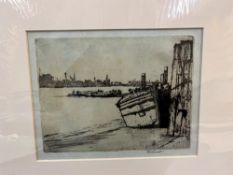 D.L SMART (1879 - 1970 ) ARR. A SMALL COLLECTION OF EIGHT PENCIL SIGNED ETCHINGS OF THAMES VIEWS,