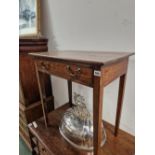 A 19th C. FRUIT WOOD SIDE TABLE, THE RECTANGULAR TOP ABOVE A SINGLE DRAWER AND TAPERING SQUARE