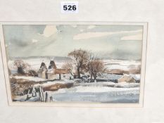 ROWLAND FREDERICK HILDER (1905-93), ARR OAST HOUSES IN THE SNOW, WATERCOLOUR SIGNED LOWER RIGHT. 18