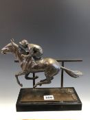 ENZO PLAZZOTTA (1921-81), A BRONZE MODEL OF RED RUM GALLOPING WITH JOCKEY UP, SEAL MARKS DATED
