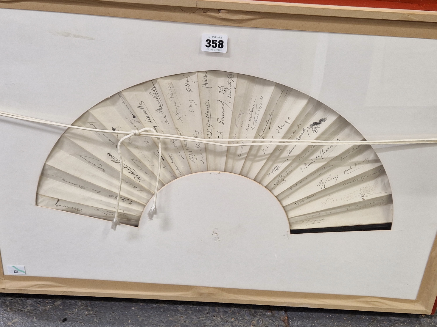A 1881-3 FAN IN A DOUBLE SIDED FRAME, THE BACK OF THE HOLLY PAINTED LEAF SIGNED BY FRENCH - Image 2 of 7