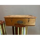 A GEORGE BUSSEY BOXED SET OF TABLE, THE WOODEN BALLS ACCOMPANIED BY COMPOSITION SNOOKER BALLS, CLAMP