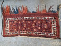 A TURKOMAN BAG TOGETHER WITH ANOTHER TRIBAL BAG AND A TURKISH MAT (3)