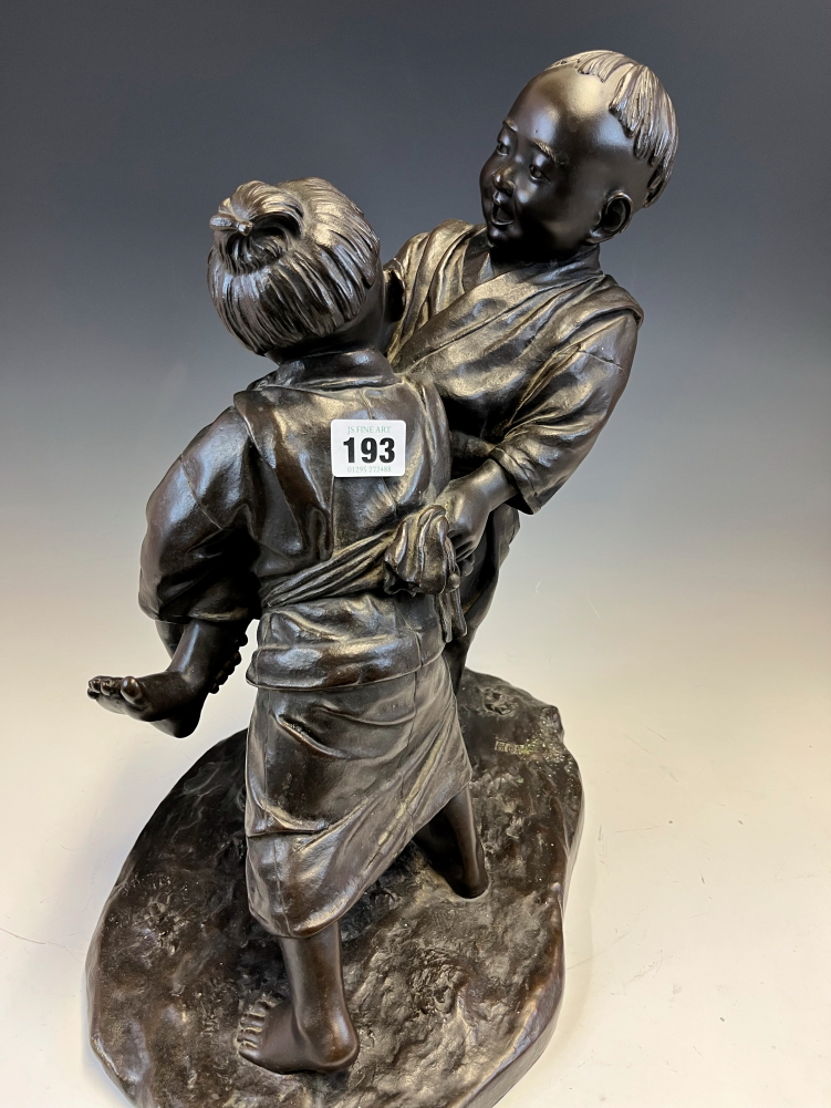 IZUMI SEIJO (1865-1937), A BRONZE OF TWO YOUNG BOYS WRESTLING, SEIJO SEAL MARK ON THE BASE. H - Image 11 of 23