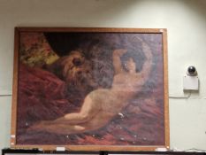 19th/20th C. FRENCH SCHOOL, A RECLINING NUDE, OIL ON CANVAS, SIGNED INDISTINCTLY LOUIS BEROUD, 131 x