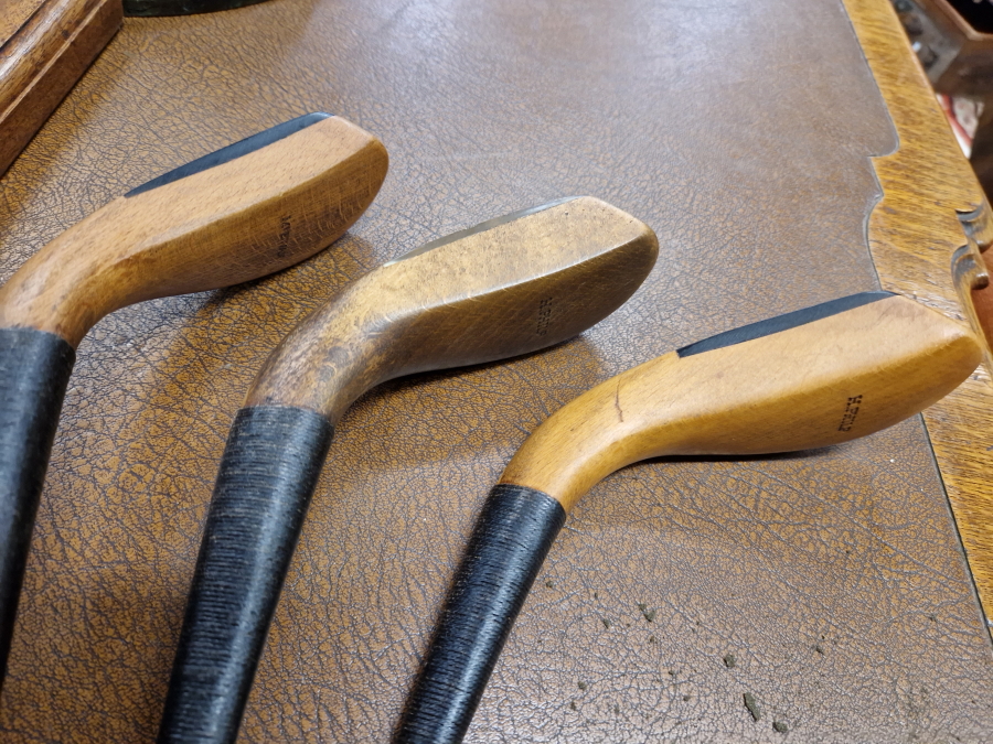 THREE LONG NOSED WOODEN GOLF CLUBS AFTER MCEWAN AND PHILP - Image 3 of 6