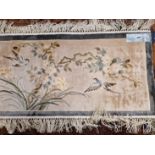 A CHINESE PICTORIAL MAT 107 x 49cms