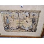 AFTER JOHN LEECH, A PRINTED CARTOON ABOUT A LADY PLAYING AUNT SALLY. 56 x 79cms. TOGETHER WITH THREE