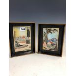 A PAIR OF FLORENTINE PIETRA DURA PLAQUES ONE SHOWING GIOTTOS TOWER AND THE CATHEDRAL DOME AND THE