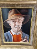 OTTO EICHINGER (1922-2004), ARR. PORTRAIT OF A MAN SMOKING A PIPE, OIL ON BOARD, SIGNED UPPER RIGHT.