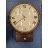 AN EARLY 19th C. MAHOGANY DROP DIAL TIMEPIECE BY JOHN WINCKLES, LONDON, THE PAINTED DIAL WITH