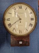 AN EARLY 19th C. MAHOGANY DROP DIAL TIMEPIECE BY JOHN WINCKLES, LONDON, THE PAINTED DIAL WITH