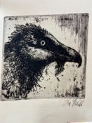 JOSEPH STEIB ( 1898 - 1957 ) ARR. EIGHT PENCIL SIGNED ETCHINGS OF BIRDS AND ANIMALS, LARGEST SHEET