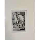EMIL GANSO (1895-1941) THE DRESSING ROOM, PENCIL SIGNED ETCHING. 18 x 12cms