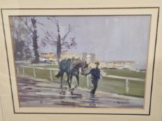 DAVID TRUNDLEY (B. 1949), ARR. AFTER THE LAST AND COMING IN AT SANDOWN, TWO WATERCOLOURS, SIGNED
