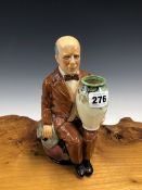 A KEVIN FRANCIS WILLIAM MOORCROFT CHARACTER JUG, 116/340. H 22.5cms. TOGETHER WITH WALTER MOORCROFT,