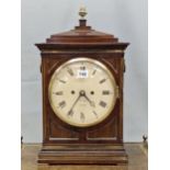 A 19th C. MAHOGANY CASED MANTEL CLOCK INSCRIBED ON THE DIAL PETER GREEN, BRISTOL, THE RING HANDLED