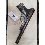 A RARE EARLY TIN PLATE DAISY NUMBER 118 TARGET SPECIAL AIR PISTOL .118 CALIBRE, WITH BLUED FINISH.