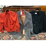 A VIVIENNE WESTWOOD RED LABEL TWEED BLAZER, TOGETHER WITH A RED LABEL RED BLOUSE AND A VIVIENNE