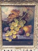 HENRY GEORGE TODD (1847-98), A PAIR OF STILL LIVES OF GRAPES AND OTHER FRUIT ON MARBLE SHELVES,