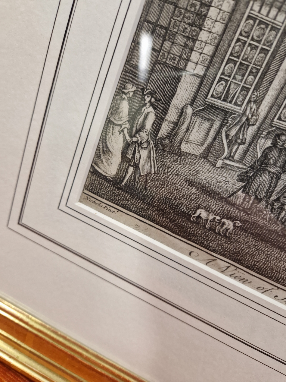 AFTER NICHOLAS, AN ANTIQUE 18th CENTURY PRINT TITLED A VIEW OF STOCKS MARKET. 31 x 45cms - Image 10 of 14