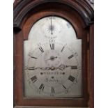 A MAHOGANY LONG CASED CLOCK BY WEBSTER, LONDON, THE SILVERED DIAL WITH A CHIME/NOT CHIME INDICATOR