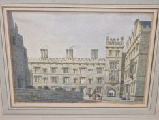 GEORGE PYNE (1800-84), PEMBROKE COLLEGE, WATERCOLOUR, SIGNED LOWER LEFT. 16 x 21cms