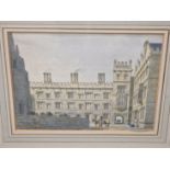 GEORGE PYNE (1800-84), PEMBROKE COLLEGE, WATERCOLOUR, SIGNED LOWER LEFT. 16 x 21cms