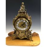 A 19TH CENTURY GILT BRASS BOULLE WORK MANTLE CLOCK WITH EIGHT DAY STRIKING MOVEMENT SIGNED VINCENTI.