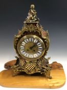 A 19TH CENTURY GILT BRASS BOULLE WORK MANTLE CLOCK WITH EIGHT DAY STRIKING MOVEMENT SIGNED VINCENTI.