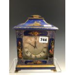 A MID 20th C. FRENCH TIMEPIECE IN A BLUE CHINOISERIE CASE, THE PLATFORM ESCAPEMENT MOVEMENT WITH A