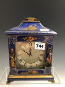 A MID 20th C. FRENCH TIMEPIECE IN A BLUE CHINOISERIE CASE, THE PLATFORM ESCAPEMENT MOVEMENT WITH A