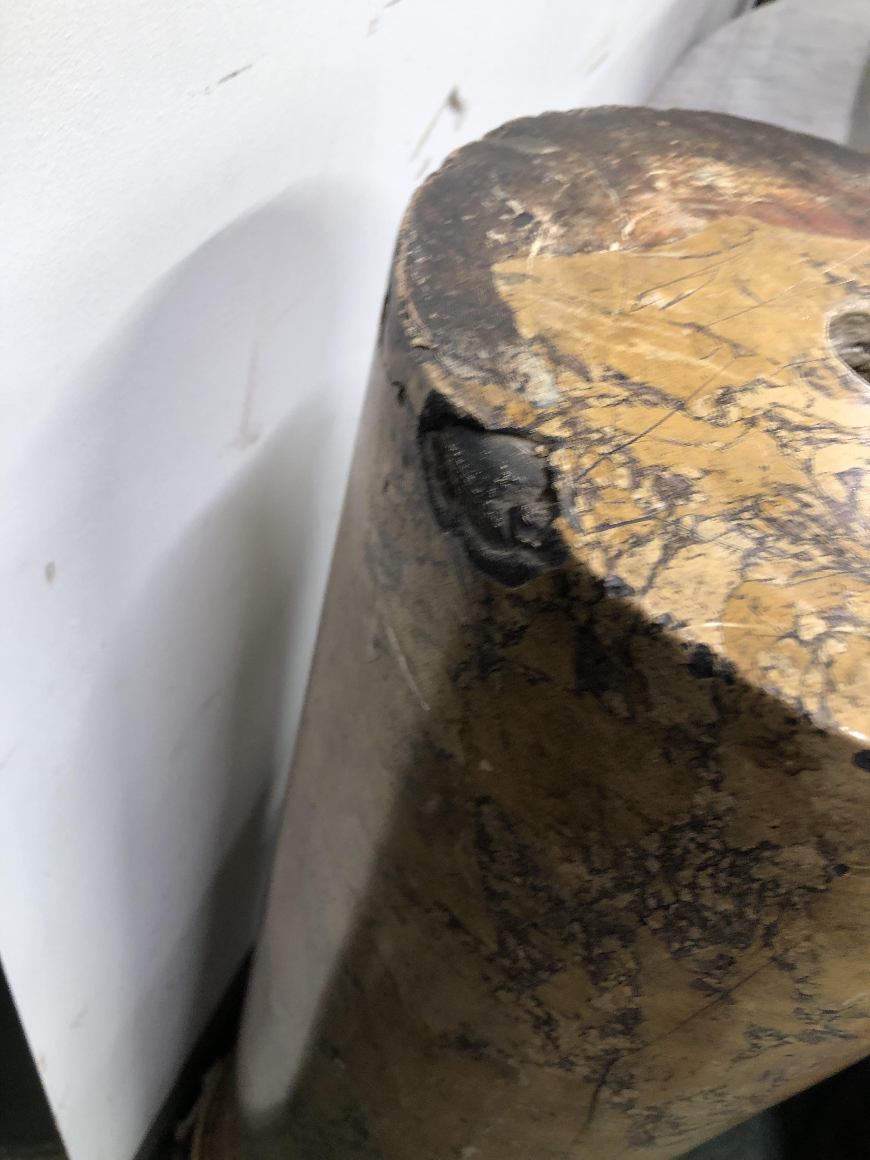 A SIMULATED MOTTLED OCHRE MARBLE CYLINDRICAL COLUMN ON A SOCLE FOOT. H 110cms. - Image 11 of 13