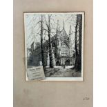 WILLIAM MONK ( 1863 - 1937 ) SIX PENCIL SIGNED ETCHINGS OF REPTON VIEWS 28 x 18cms UNFRAMED.