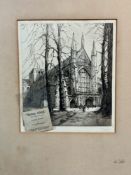 WILLIAM MONK ( 1863 - 1937 ) SIX PENCIL SIGNED ETCHINGS OF REPTON VIEWS 28 x 18cms UNFRAMED.