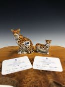 A 2007 ROYAL CROWN DERBY LEOPARDESS, 479/950 TOGETHER WITH A LEOPARD CUB, 479/950, BOTH FOR