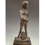 ENZO PLAZZOTTA (1921-81), SPIRIT OF REBELLION, A BRONZE OF DAVID STANDING OVER THE HEAD OF