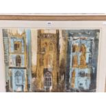 JOHN PIPER (1903-92), ARR THREE SOMERSET TOWERS, A SCREEN PRINT, 48/70, PENCIL SIGNED. 56 x 76cms.