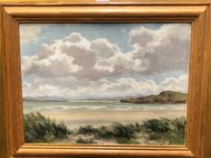 FRANK EGGINTON (1908-90), ARR. A BEACH SCENE, OIL ON BOARD, SIGNED LOWER LEFT. 29 x 39.5cms.