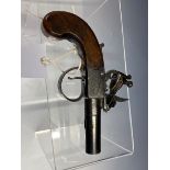 A LATE 18th CENTURY FLINTLOCK POCKET PISTOL, THE STEEL ACTION SIGNED COLLIS ,OXFORD.SINGLE PIECE
