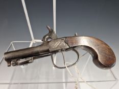 AN EARLY 19th CENTURY PERCUSSION POCKET PISTOL BY HORTON SALOP, THE TURN OFF BARREL WITH INTEGRAL