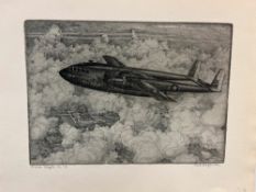 GEOFFREY WATSON (1894 - 1979) ARR. A PENCIL SIGNED ETCHING OF A FIGHTER PLANE " A FAIREY BATTLE"