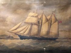 JOSEPH SEMPILL (1830-77), THE POLLY & EMILY, A THREE MASTED CLIPPER FROM NEWPORT IN FULL SAIL OFF